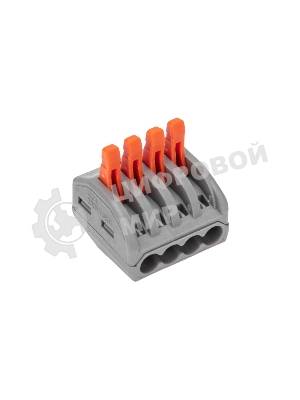 Универсальная клемма Rexant СМК 222-414, 4-проводная серый 0,08-2,5/4 мм² (блистер 5 шт/уп)