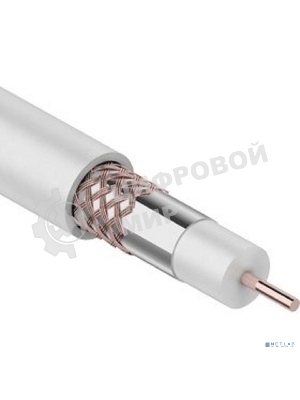 Кабель коаксиальный Rexant RG-6U+Cu, 75 Ом, Cu/Al/Cu, 64%, бухта 100 м, белый