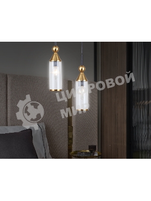 Светильник Ambrella light LH55251 BK/BS/CL черный/латунь/прозрачный E14 max 40W D65*1500