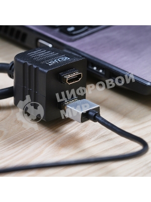 Переходник Rexant штекер HDMI - 2 гнезда HDMI с проводом, черный (10 шт./уп.)