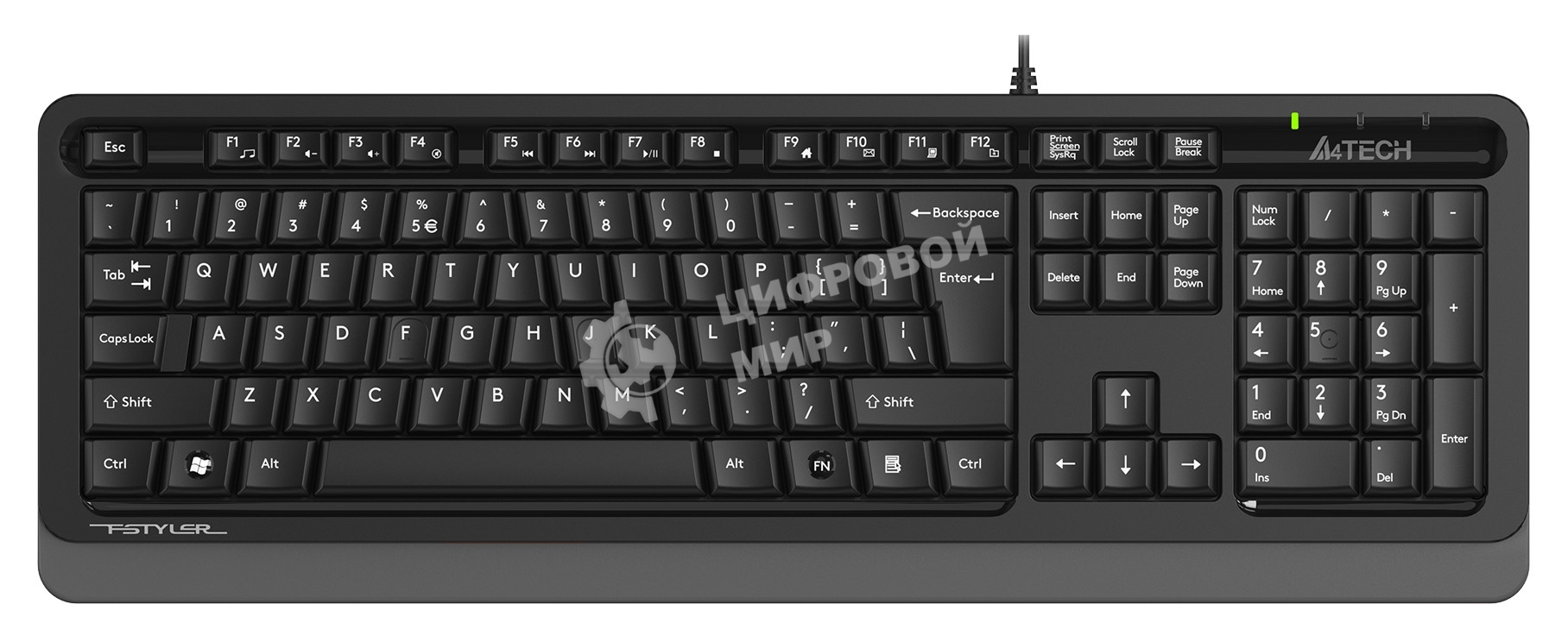 Клавиатура проводная A4Tech Fstyler FKS10, USB, черный/серый