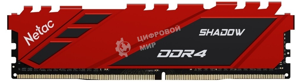 Оперативная память NETAC Shadow, DDR4, 8GB (1x8GB), 3600MHz, CL18, DIMM, с радиаторами, красный