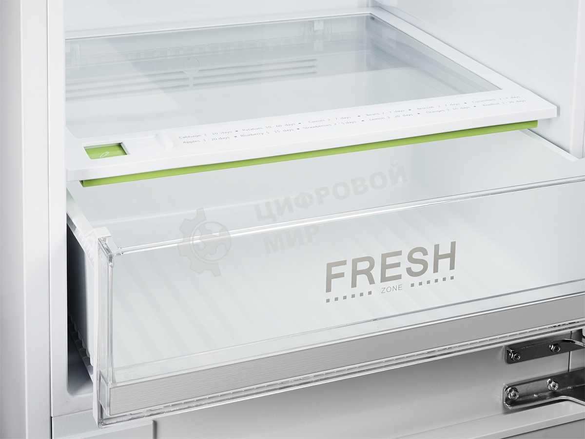 Встраиваемый холодильник Kuppersberg NBM 17863, Габариты(ВхШхГ):178.5x54x54,5; Перенавешиваемые двери, Класс энергопотребления А++ (222 кВт/ч), No-frost, 182л/59л, Уровень шума: 41 Дб