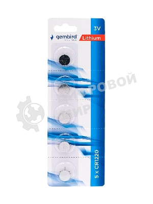 Батарейки литиевые Gembird Gb-CR1220-5B, тип CR1220, 5шт, блистер, 3 В