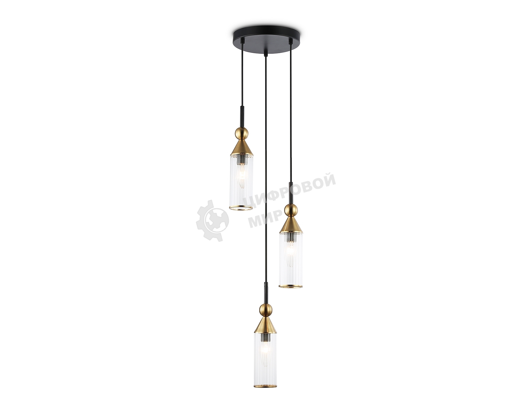 Светильник Ambrella light LH55252/3 BK/BS/CL черный/латунь/прозрачный E14*3 max 40W D230*1200