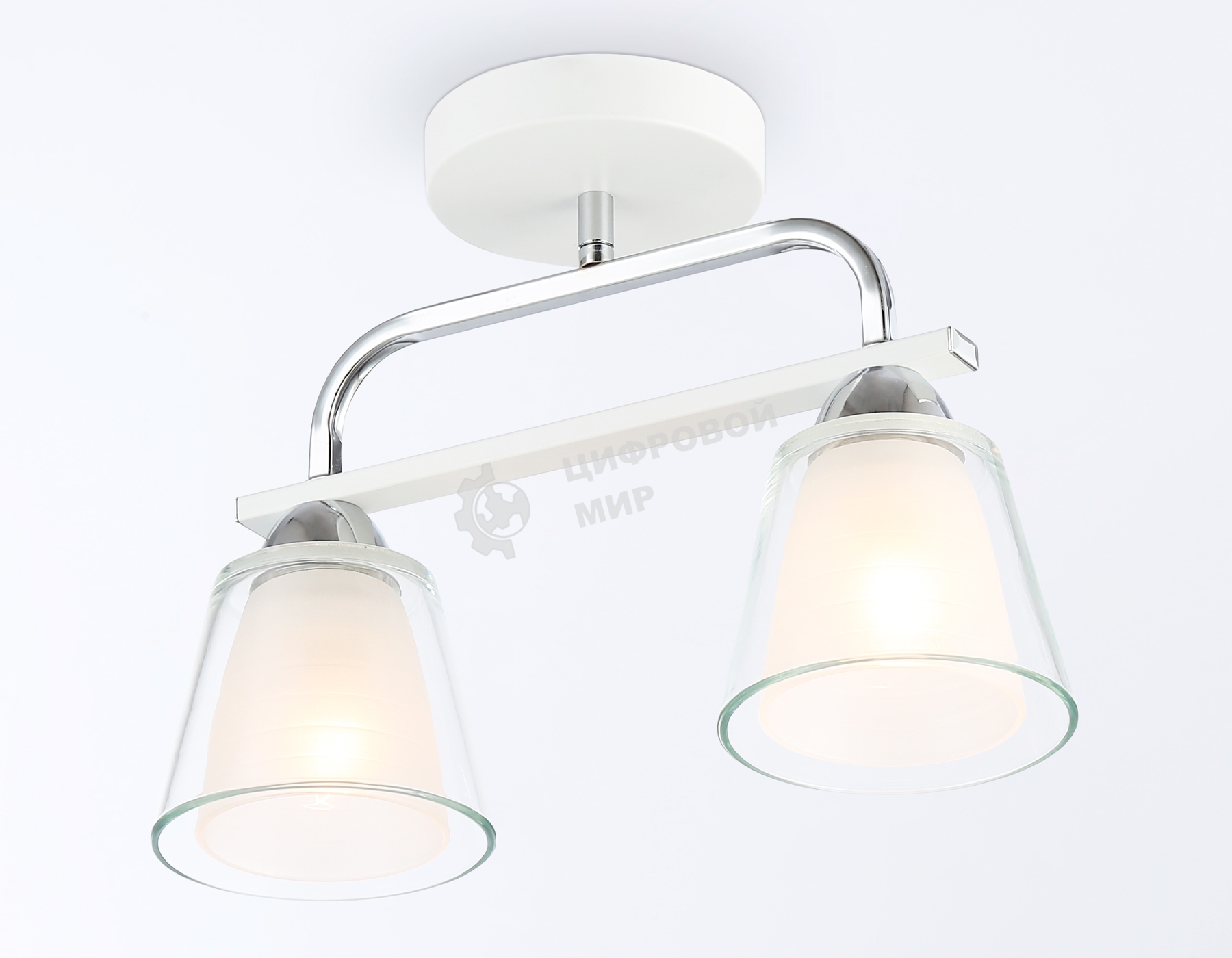 Светильник Ambrella light TR303229/2 WH/CH/CL/FR белый/хром/прозрачный/белый матовый E27*2 max 60W 340*120*250