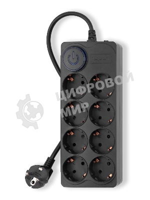 Сетевой фильтр Ippon BK-8-EU-3-10-B 3 м, 8 розеток, черный, коробка
