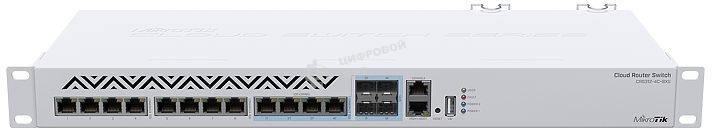 Маршрутизатор MikroTik CRS312-4C+8XG-RM Cloud Router Switch 8х 1G/2.5G/5G/10G RJ45, 4х 10G RJ45/SFP+ with RouterOS L5, 1U rackmount enclosure