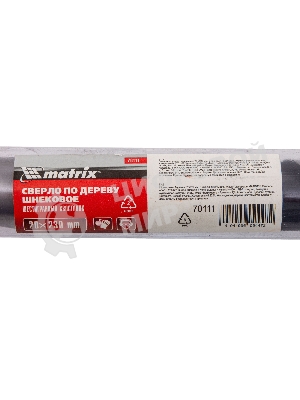 Сверло по дереву Matrix шнековое, 28 х 230 мм, 6-гранный хвостовик