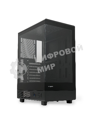 Компьютерный корпус без блока питания HSPD F510, Panoramic Mid Tower, черный, TG, 0.5 SPCC, no fans ATX, mATX, mITX 180/280/160мм 1x2.5