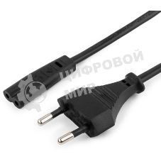 Кабель питания Cablexpert PC-184/2-1.5M черный (1.5м, CEE 7/16-C7, 2х0.5мм2, 2.5А) (PC-184/2-1.5M)