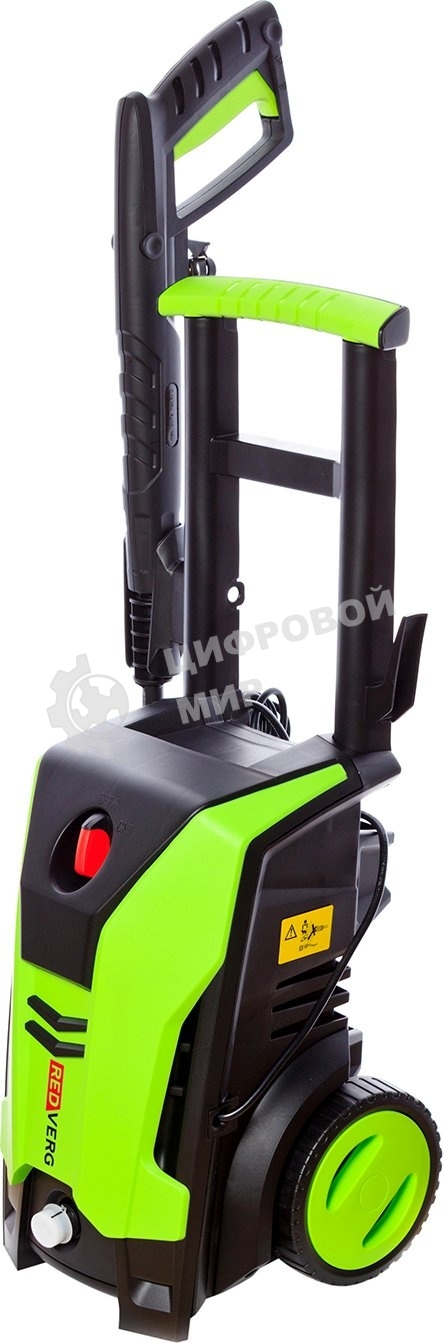 Мойка высокого давления RedVerg RD-HPW1800 220В/50Гц; 1800Вт; 140 бар; расход воды-306л/ч; темпер. воды на вх.-до 60 град; шланг-5м; пласт. пистолет и удлинит. насадка; емкость для моющего средства; вес-5,6кг