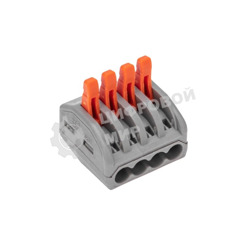 Универсальная клемма Rexant СМК 222-414, 4-проводная серый 0,08-2,5/4 мм² (50 шт/уп)