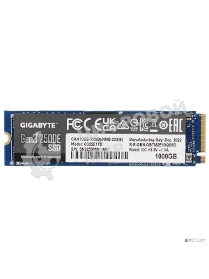 Накопитель SSD GIGABYTE 1Tb AORUS Gen3 2500E, M.2 2280, PCIe 3.0 x4, NVMe, R/W 2400/1800