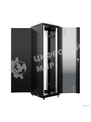 Шкаф коммутационный NTSS Премиум (NTSS-R42U6060GS-BL) напольный 42U 600x600мм пер.дв.стекл металл 900кг черный 510мм 86кг 1987мм IP20 сталь