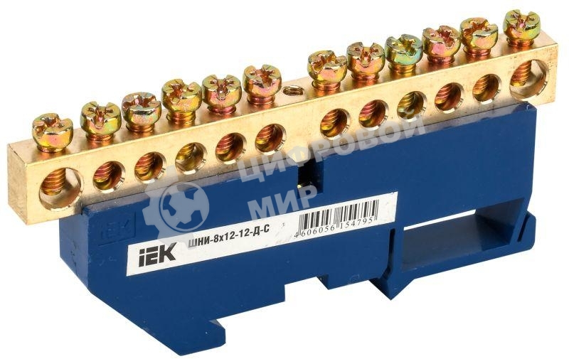 Шина нулевая на DIN-изол. ШНИ 8х12-12-Д-С ИЭК YNN10-812-12D-K07