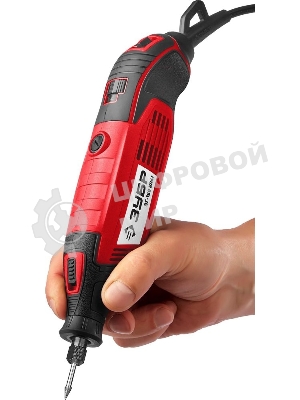 Прямошлифовальная машина (гравер) Зубр ЗГ-160 КН41, 220В, 160 Вт, 3.2 мм, 15000-35000 об/мин, набор насадок, цанг и державок, гибкий вал, штатив, 41 предмет, кейс