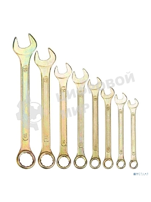Набор ключей комбинированных Rexant (8-11, 13, 14, 17, 19 мм), 8 шт., желтый цинк