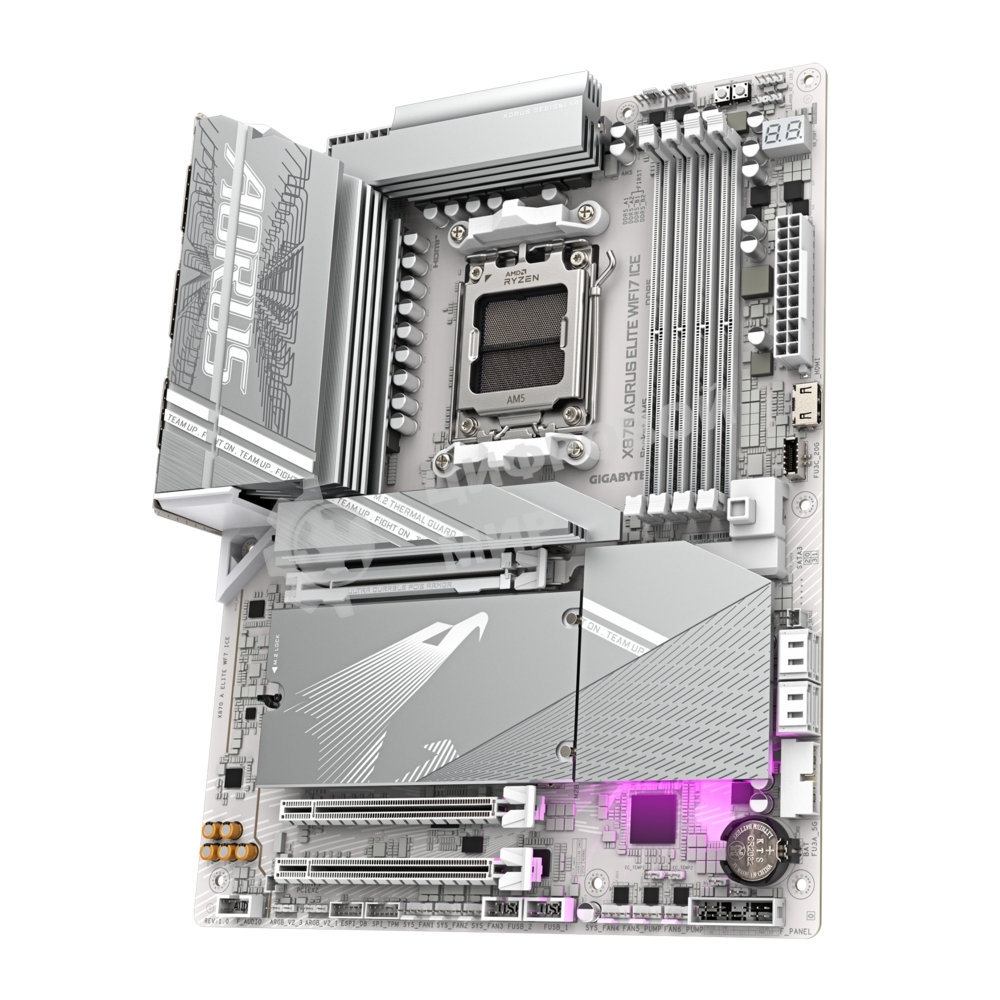 Материнская плата Gigabyte X870 AORUS ELITE WIFI7 ICE, AM5, AMD X870, 4xDDR5, 4xSATA, 4xM.2, 1xPCI-E 5.0 x16, 1xPCI-E 4.0 x4, 1xPCI-E 3.0 x2, 1xHDMI, 1x 2.5Gb LAN, 2xUSB-C 4.0, 2xUSB 3.2 Gen 2, 4xUSB 3.2 Gen 1, 4xUSB 2.0, 2x3.5 мм, 7.1, ATX