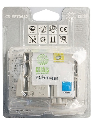 Картридж струйный Cactus CS-EPT0482 голубой (14.4 мл) для Epson Stylus Photo R200/R220/R300/R320/R340/RX500/RX600/RX620/RX640