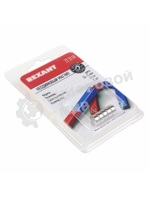 Неодимовый магнит диск Rexant 10х5мм сцепление 2,5 кг (упаковка 5 шт)