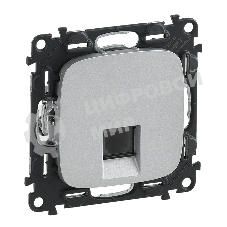 Телефонная розетка RJ11 одиночная.С лицевой панелью.Алюминий