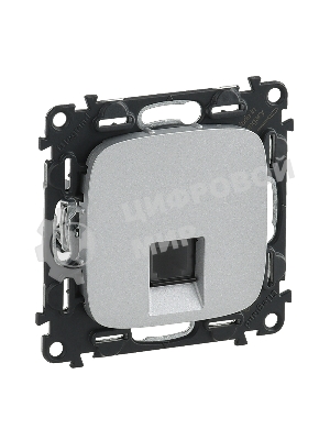 Телефонная розетка RJ11 одиночная.С лицевой панелью.Алюминий