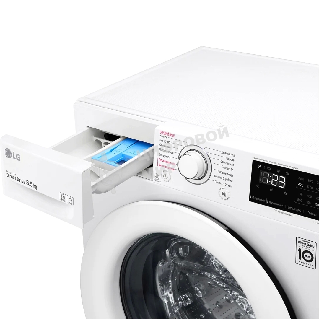 Стиральная машина LG F2V3GS3W белый, загрузка фронтальная 8,5 кг, 1200 об/мин., класс: А