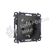 Комплект механизма электрической розетки 2USB С+C 20W с/з на винтовых зажимах 16A-250V ALFA Графит мягкое касание QUANT (AP9105, VM165) MA910510
