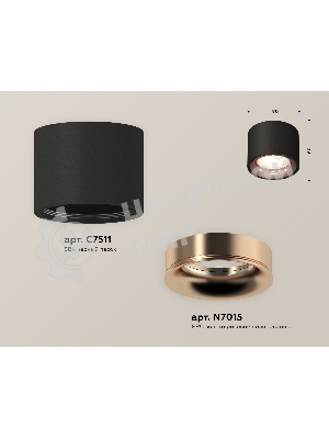 Светильник Ambrella Light XS7511025 SBK/PPG черный песок/золото розовое полированное MR16 GU5.3 (C7511, N7015)