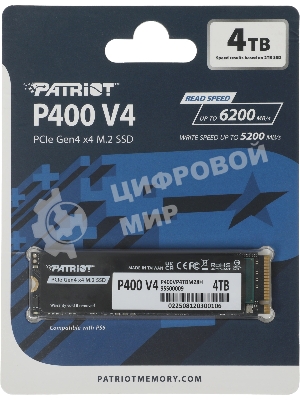 Накопитель SSD Patriot PCIe 4.0 x4 4Tb P400VP4TbM28H P400 V4 M.2 2280