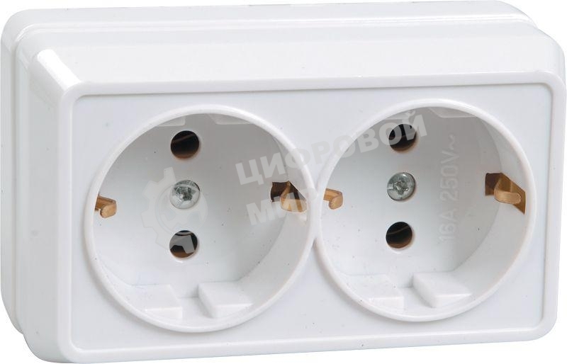 Розетка Iek ERO21-K33-16-DC РС22-3-ОКм 2местн. с з/к 16А откр.уст. ОКТАВА (кремовый)