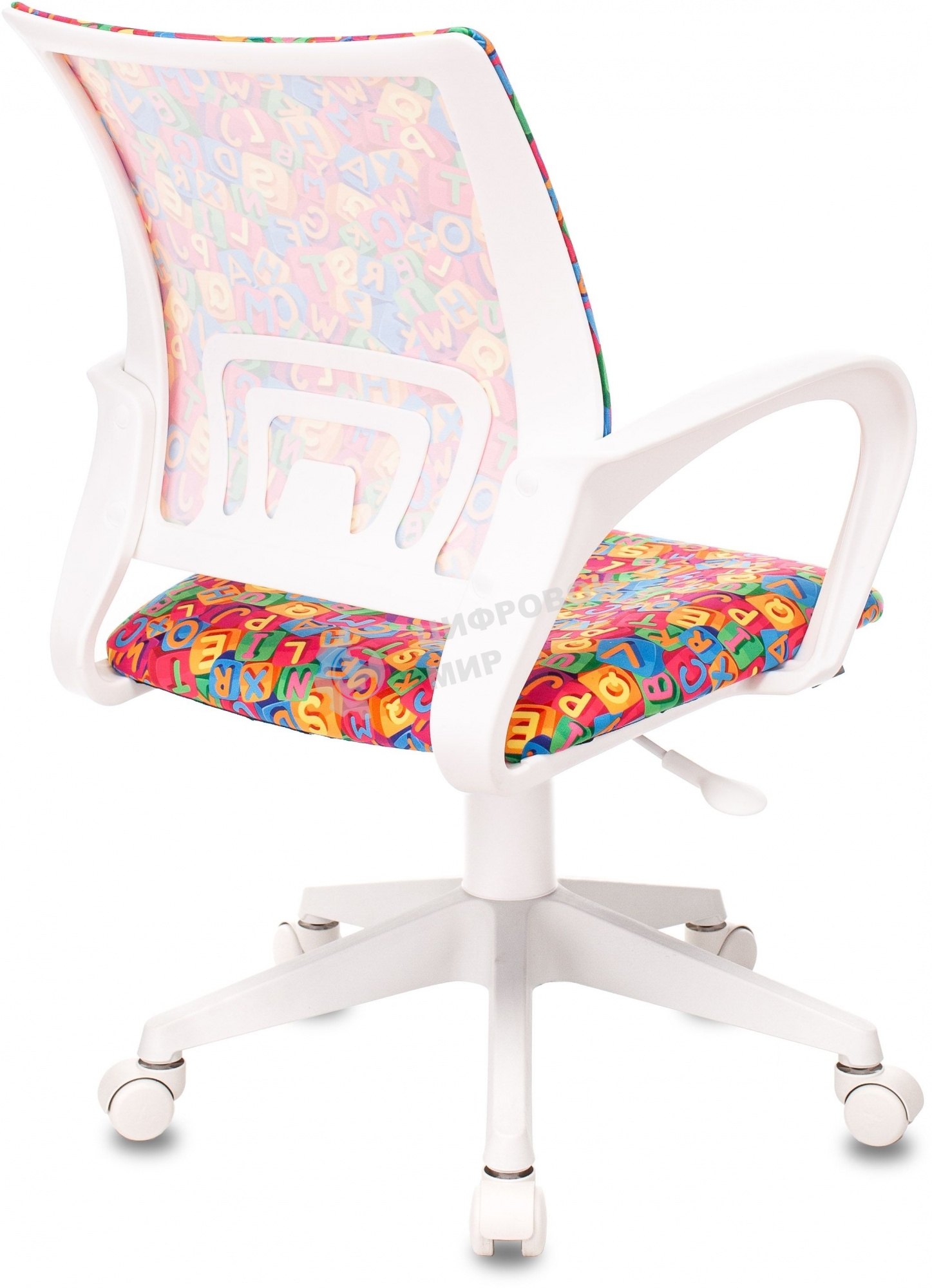 Кресло детское Бюрократ BuroKIDS 1 W мультиколор алфавит крестов. пластик, пластик белый
