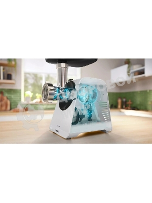 Мясорубка электрическая Bosch MFWS420W белый, 1900 Вт, 2.5 кг/мин, реверс, насадки - 3