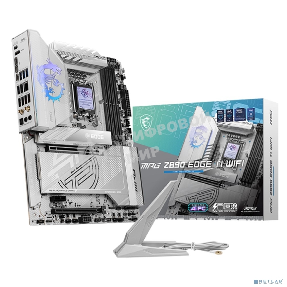 Материнская плата MSI MPG Z890 EDGE TI WIFI, LGA 1851, Intel Z890, 4xDDR5, 4xSATA, 5xM.2, 1xPCIe 5.0 x16, 1xPCIe 4.0 x4, 1xPCIe x1, 1xHDMI, 1x5Gb LAN, 1xUSB-A 2.0, 4xUSB-A 3.2 Gen 1, 4xUSB-A 3.2 Gen 2, 1xUSB-C 3.2 Gen 2, 2xUSB-C Tb4, 2x3.5 мм, 7.1, ATX