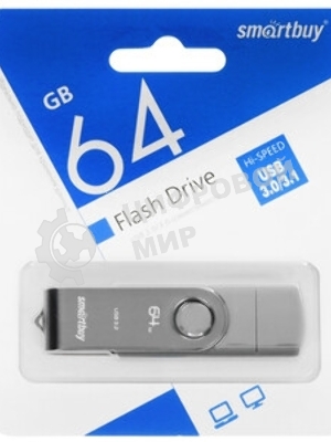 Флешка USB Smartbuy Twist Blue (SB064 Gb2TWB), 64Mb, USB 2.0, R/W 20/10, синий