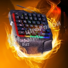 Игровой блок Oklick 701G IRON FIST черный USB for gamer LED (подставка для запястий)