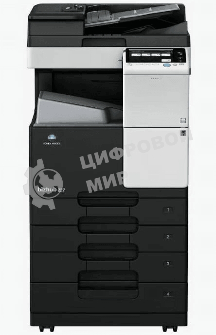 МФУ лазерное Konica-Minolta bizhub 227 монохромное, (A3, 22 стр./мин., 19000стр/мес, 250Gb, сеть, дуплекс, 2*500л, 2Gb, без крышки или автоподатчика, без тонера), обязат. установка специалистом АСЦ