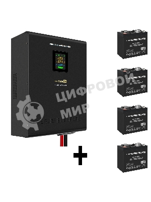 Комплект источника бесперебойного питания Exegate EX296004RUS + батарея 55Aч EX285667RUS 4шт (инвертор, синус, для котла, настенный) ExeGate FineSine SX-5000.LCD.AVR.2SH.T <5000VA/3500W, чистая синусоида, цветной LCD-дисплей, AVR, 2*Schuko+клеммы, линейно-интерактивный, крепление настенное, черный> + батарея ExeGate DTM 1255 (12В, 55А·ч) 4шт
