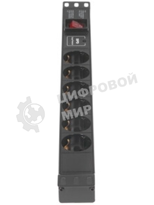 Блок розеток горизонтальный ExeGate ServerPro PDU-19H607 Al-6S-C14-SW-SPD1, 19