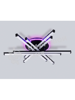 Потолочный светодиодный светильник Ambrella light FL6272 BK черный 76W 3000K-6400K+RGB 700*615*135 (ПДУ ИК)