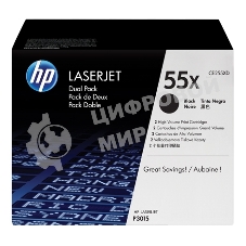 Картридж лазерный набор из 2 шт HP LaserJet CE255XD черный для LJ P3015(2 х 12500 стр)