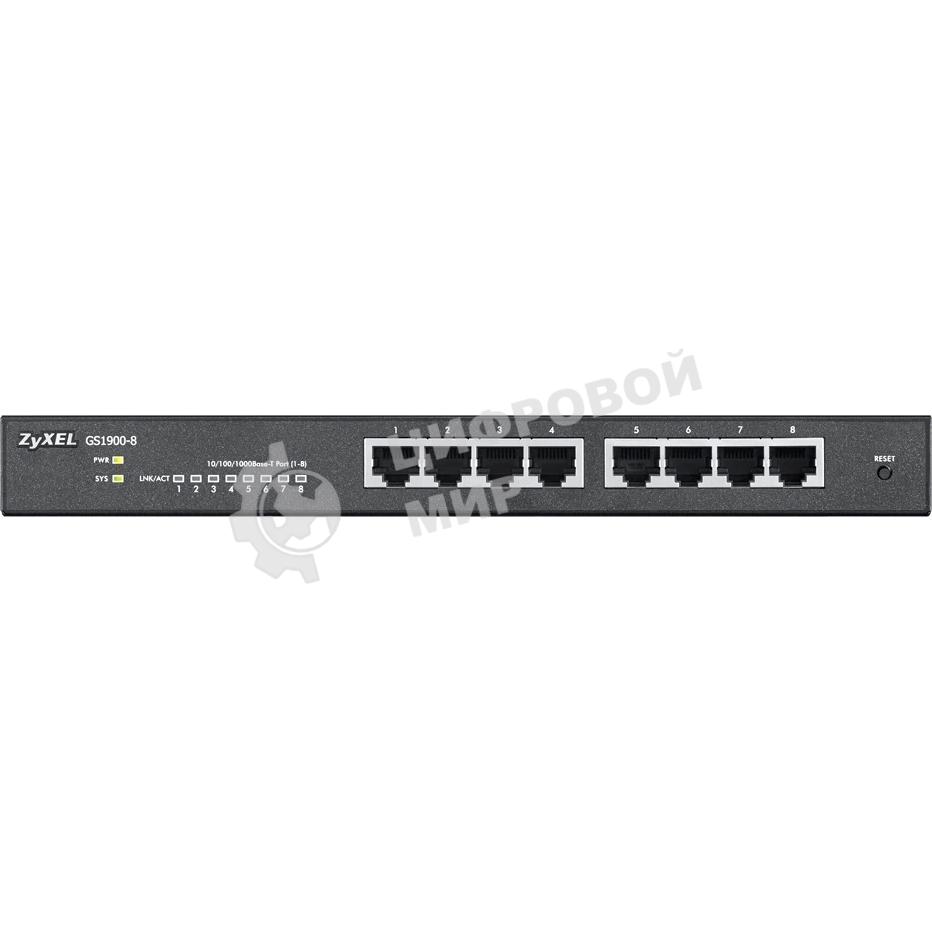 Коммутатор Smart L2 Zyxel GS1900-8, 8xGE, настольный, бесшумный