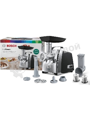 Мясорубка электрическая Bosch MFW67440 черный, 2000 Вт, 3.5 кг/мин, реверс, защита от перегрузки, насадки - 4