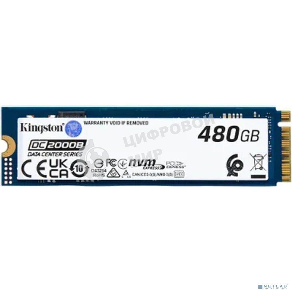 Накопитель SSD Kingston DC2000B, 480Gb, PCIe 4.0 x4, M.2 2280, R/W 7000/800