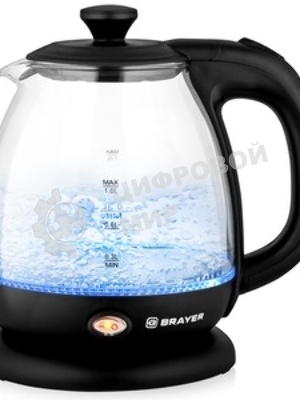 Чайник электрический BRAYER BR6106, 1100 Вт, 1 л, стеклянный, автоотключение, подсветка, черный