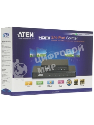 Разветвитель ATEN VS182A-AT-G 2 PORT HDMI Splitter W/1,8M W/EU ADP,