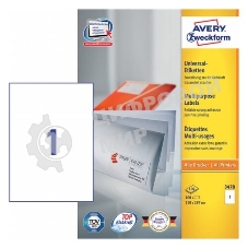 Этикетки самоклеящиеся Avery Zweckform 3424 A4, 105x48 мм, 12 шт, универсальная, 70 г/м2, 100 л, покрытие матовое, белый
