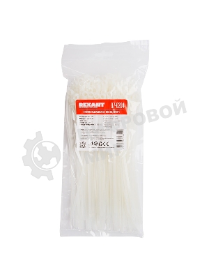 Хомут-стяжкa нейлоновая под винт Rexant 200x4,3 мм, белая, упаковка 100 шт.
