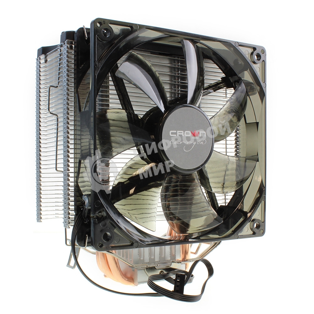 Кулер для процессора Crown CM-5 прозрачный/черный, 120 мм, 1500 об/мин, 30.8 дБ, 4 pin, 187 Вт, 148 мм